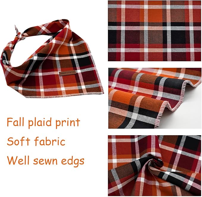 Elegant Little Tail Fall Dog Bandana - Halloween Bib Scarf for Small Medium Large Dogs, Soft Washable Adjustable Square Kerchief