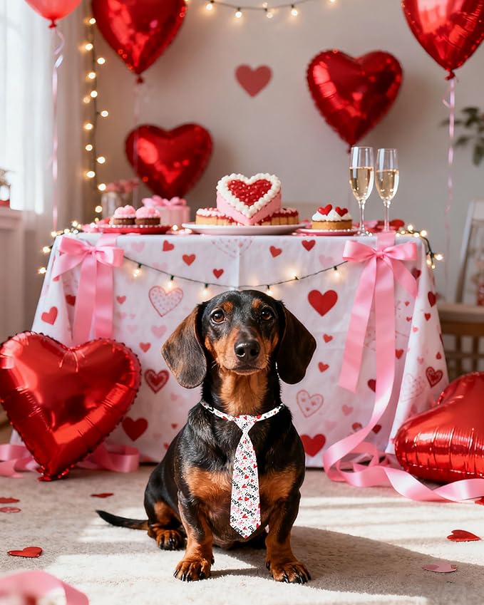 PET SHOW 10 Pack Valentines Dog Ties Neckties for Large Medium Dogs Adjustable Holiday Grooming Accessories Neck Ties Bowties Girl Boy Pets Festival Costumes Puppy Wedding Party Gift Favor(Medium)
