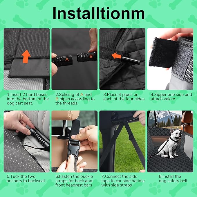Dog Car Seat for Large Medium Dogs - Waterproof Non-Slip Pet Carseat for Medium Sized - Dog Hammock for Car SUV Truck - Hard Bottom Back Seat Extender for Dogs