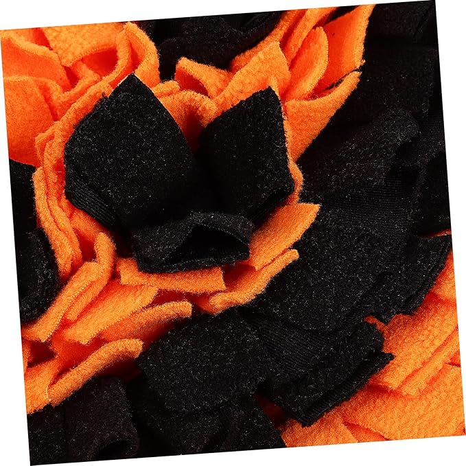 Pumpkin Snuffle Mat for Large Dogs Bright Sniffing Feeding Toy Safe Fleece Material Space-Saving Design Easy to Clean Lifespan for Interactive Play