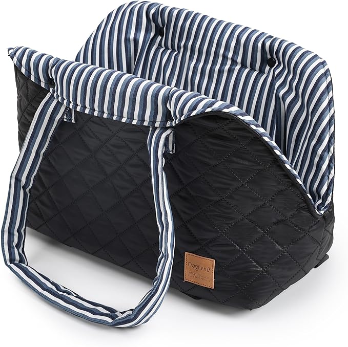 Small Dogs Under 12 lbs Adjustable Portable Center Console Car Seat, Built-in Bubble wrap, Fits Most Cars & SUVs with Convenient Handbag Functionality, Stylish Travel Pet Bag (Black)