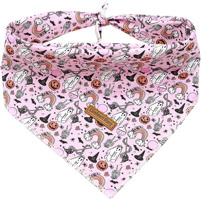 Lionheart Glory Dog Bandana - Halloween Pack, Washable Soft Scarf, Fall Bib for Small to Large Puppies - Adjustable Square Bandana for Boys and Girls