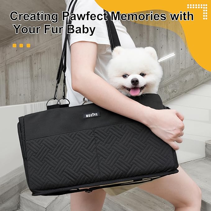 Console Dog Car Seat for Small Dogs Cats Portable Cat Travel Litter Box with Lid and 10 Pcs Disposable Liner Bags Black