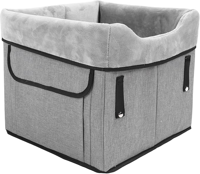 Dog Booster Car Seating for Small Dogs, Portable Pet Booster Seating with Straps, Elevated Oxford Fabric Dog Car Seating for Safe Travel, Non Slip Bottom for Stability and Comfor