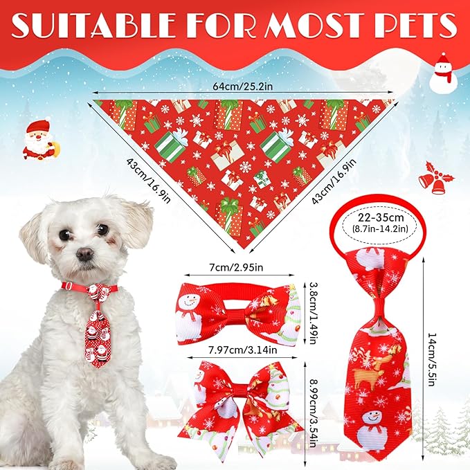 Reginary 120 Pcs Christmas Dog Bandanas Bulk Dog Bows Set Bow Ties Cat Scarf Colorful Washable Triangle Pet Kerchief Cute Bib for Summer Small Medium Large Pets Grooming Accessories Costume