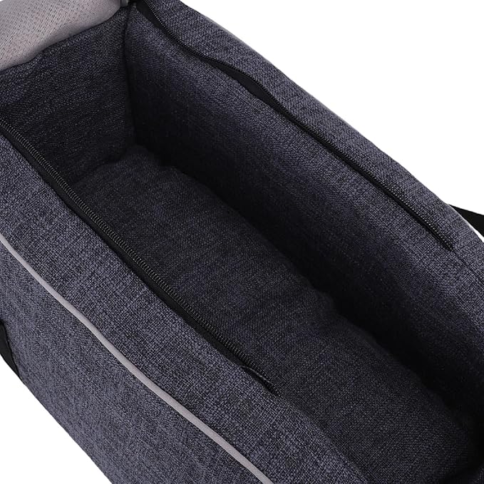 SUNGOOYUE Center Console Dog Car Seat with Leash Attachment, Portable Handle Design for Travel Camping with Small Dogs, Soft Linen Fabric Pet Bed 19.3 X 8.3 X 9.8 Inches