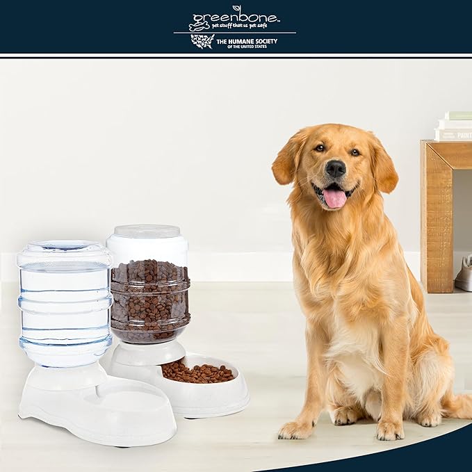 The Humane Society by Greenbone Gravity Feeder & Waterer Bundle - Durable, Pet-Safe, Non-Skid, Easy to Clean, for Pets