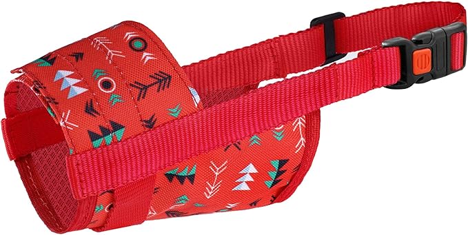 CollarDirect Dog Muzzle - Adjustable Soft Breathable Tribal Nylon Dog Mouth Guard Cover for Small, Medium and Large Dogs, Anti Chewing, Barking & Biting (Pattern 1; M/L)