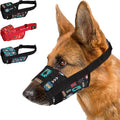 CollarDirect Dog Muzzle - Adjustable Soft Breathable Tribal Nylon Dog Mouth Guard Cover for Small, Medium and Large Dogs, Anti Chewing, Barking & Biting (Pattern 2; M/L)