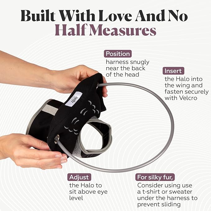 Muffin’s Halo® – The Original Blind Dog Halo | Harness & Bumper Collar Accessory for Safe Navigation & Confidence – Black, Size 4