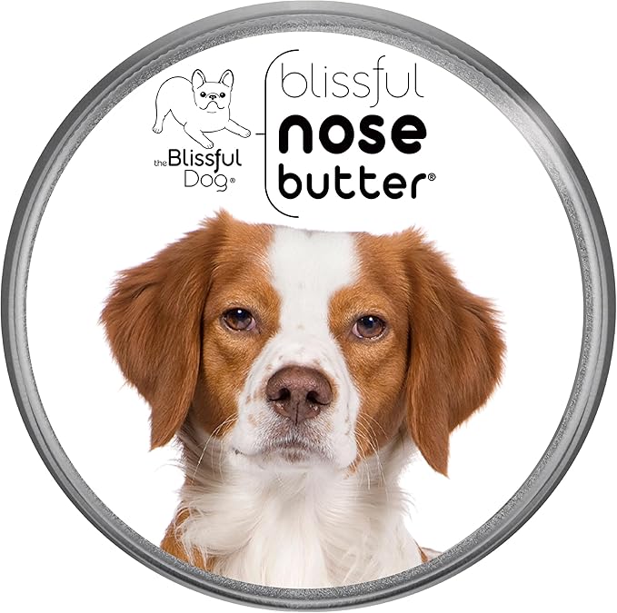 The Blissful Dog Brittany Spaniel Nose Butter for Dry, Cracked Skin, Lick-Safe Dog Nose Balm with Moisturizing Shea Butter, Almond, Olive, and Essential Oils, Pet Supplies, Uncented, 1 oz.