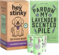 Dog Poop Bags 120 Count – Leakproof, Easy Open, Lavender Scent | Extra Thick Plant-Based PLA + PBAT, Fits All Dispensers | Funny Hey Stinky Design – $1 Donated to Service & Therapy Dogs