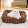 Bedsure Cute Dog Bed for Small Dogs & Cats - Washable Furry Puppy Beds, Rectangle Orthopedic Corduroy Fleece Pet Beds with Removable Zipper Cover, 20x19x6inches, Camel Brown
