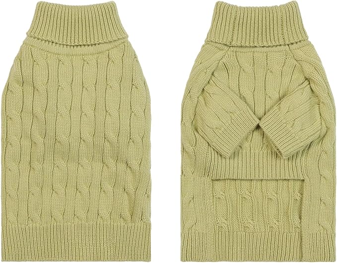 Small/Medium Dog Sweater, Warm Dog Winter Coat w/Sleeves, Comfortable High Neck Premium Dog Clothes for Schnauzer-Best for Holidays, Daily Walks M Light Green