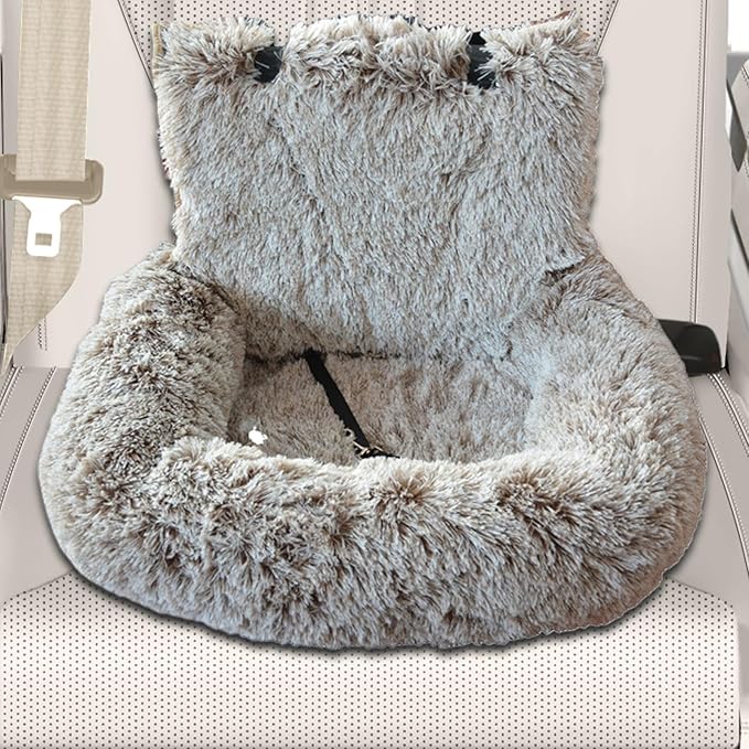 Car Seat Dog,Plush Puppy Car Seat Cushion - Washable Cushion Comfortable Travel Bed for Vehicle Truck Camping Adventures Vet Visit Daily Commuting Traveling
