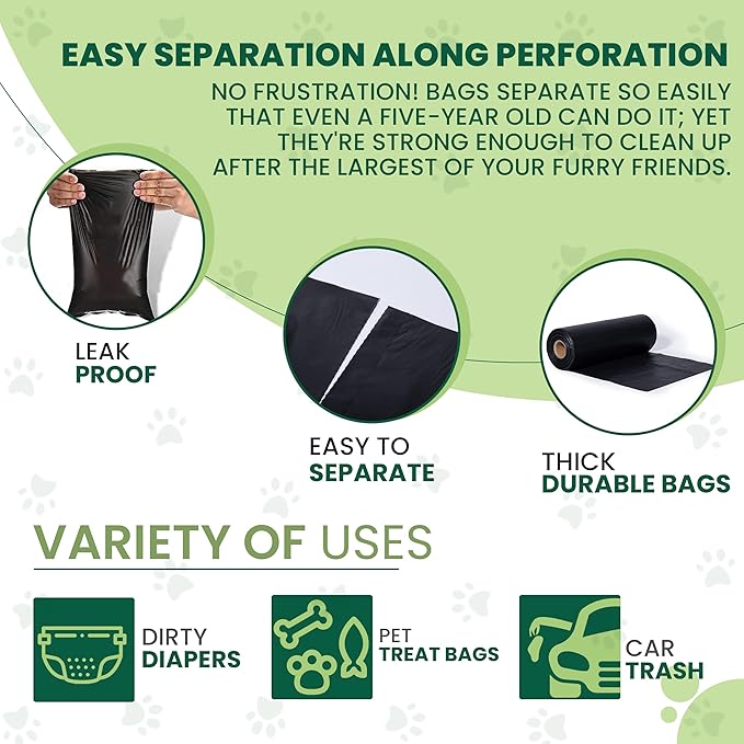 Dog Waste Bags 4000 Count - Doggie Poop Bags Rolls Replacements for HOA & Park Dispensers - Thick, Plastic, Leakproof and Tear Resistant