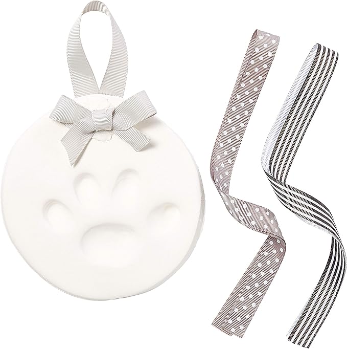 Pearhead Pet Paw Print Keepsake Ornament Kit, Memorial Clay Paw Impression for Dogs & Cats, DIY Hanging Pet Memorial with Ribbons, Pet Keepsake Gift