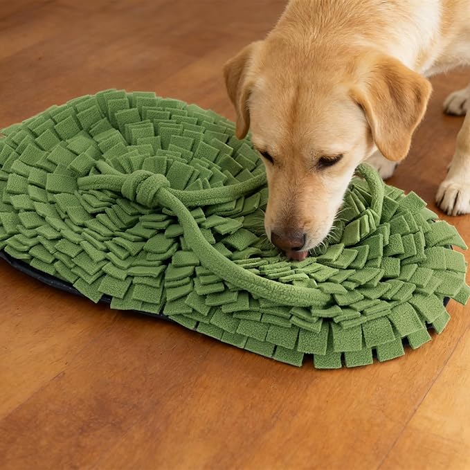 Snuffle Mat for Dogs Cats Pet Treats Slow Feeding Mat Durable Interactive Puzzle Toys for Boredom, Stress Relief, Encourages Natural Foraging Skills, Enrichment to Keep Dogs Busy (Green)