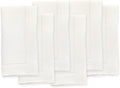Solino Home Ivory Linen Napkins Set of 6-100% Pure Linen Hemstitch Dinner Napkins 20 x 20 Inch for Holiday, New Year - Classic Hemstitch