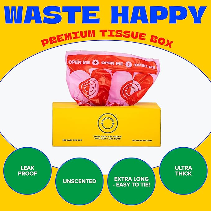 Poop Bags for Dogs 200 Count - 14" Extra Long Leak-Resistant Waste Bag Tissue Box - Unscented Extra Thick Poop Bag, Easy to Tear Dog Bags for Poop - Convenient Dispenser Box - Dog Supplies