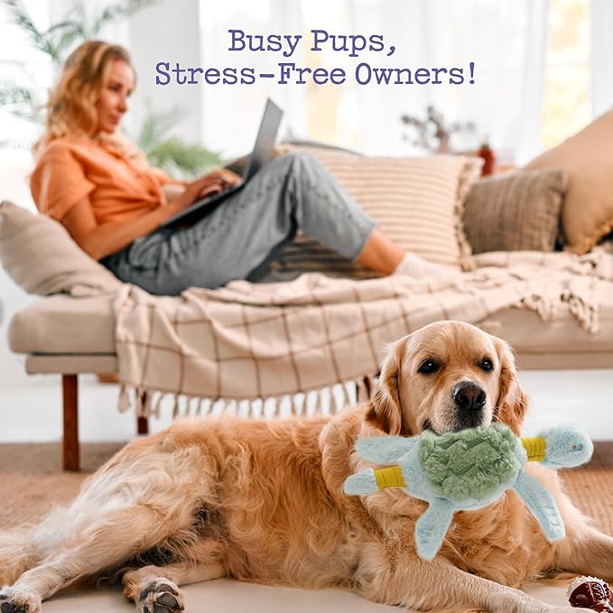 Squeaky Dog Toy, New 2025 Turtle Tug of War Crinkle Dog Toy, Tough Large Breed Interactive Stuffed Toy Trianing Fun to Keep Them Busy