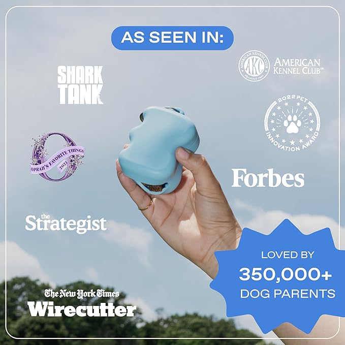 Springer Dog Treat Pouch for Effort-Free Squeeze Dispensing - Easy-Fill, Food-Grade Silicone Treat Pouches for Pet Training - Includes Carabiner-Sky Blue