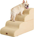 Made4Pets Dog Stairs Ramp for Bed 19.7" H, 4-Step Dog Steps for High Bed Couch Sofa Climbing, 35D Foam Pet Steps for Small Dogs and Cats, Non-Slip Bottom Pet Stairs, Tan