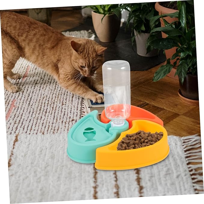 SUPVOX Automatic Pet Feeder and Water Bowl Capacity Dry and Wet Separation Design for Cats and Small Dogs Sturdy Materials Convenient and Practical Pet Dish
