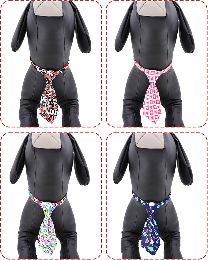PET SHOW 10 Pack Valentines Dog Ties Neckties for Large Medium Dogs Adjustable Holiday Grooming Accessories Neck Ties Bowties Girl Boy Pets Festival Costumes Puppy Wedding Party Gift Favor(Medium)
