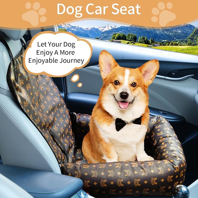 Car Seats for Small/Medium Dogs, Memory Foam Dog Booster up to 35 lbs, Travel Pet Car Seat Washable Dog Bed.