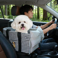Center Console Dog Car Seat- Portable Pet Travel Bag with Safety Tethers and Removable Cooling Mat, Suitable for Small dags（Gray.