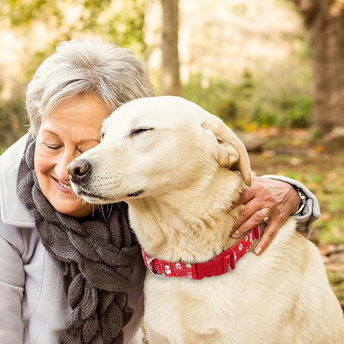 Beaupretty Christmas Dog Collar Quick Release Soft Fabric Pet Collar Snowman Red M Size Decorative Puppy Neck Accessory for Small Dogs Outdoor Use