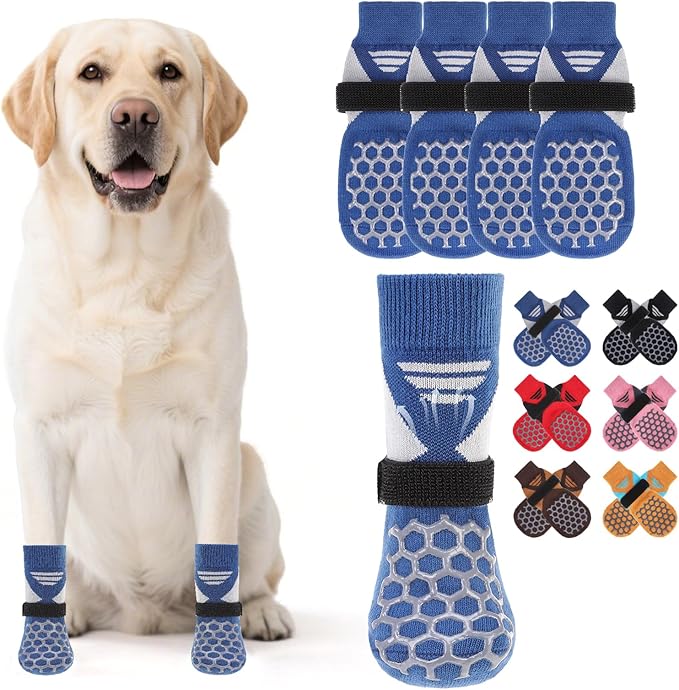 KOOLTAIL Dog Socks for Hot/Cold Pavement, Breathable & Warm Dog Socks to Prevent Licking Paws, Non Slip Pet Boots & Paw Protectors for Hardwood Floor,Grippy Shoes for Small Medium Large Senior Dogs