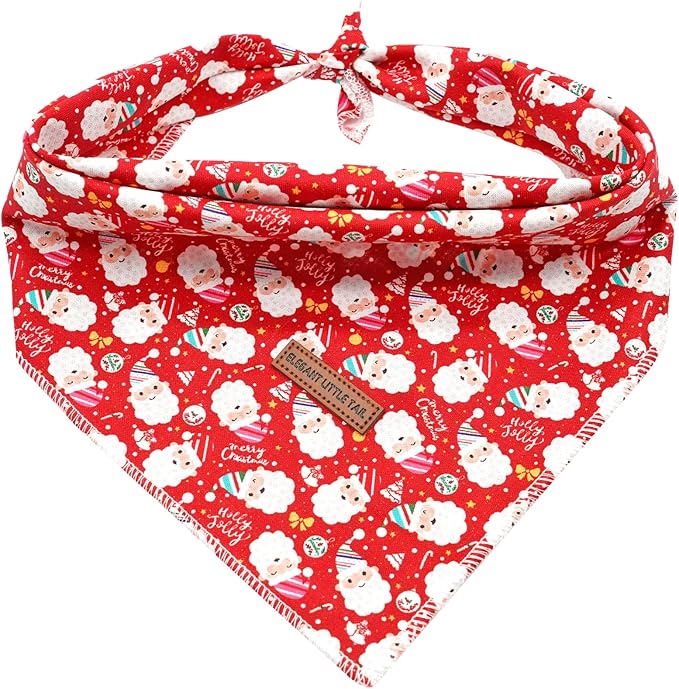 Elegant Little Tail Dog Bandana for Christmas - 1PC Adjustable Soft Washable Square Dog Scarf for Small to Large Dogs