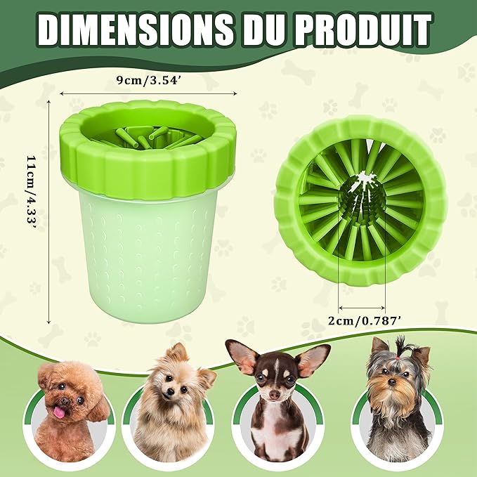 Dog Paw Cleaner Cup, Soft Silicone, Portable, Easy to Clean, Removes Mud and Dirt, Grooming Accessory for Home, Travel – Green, S