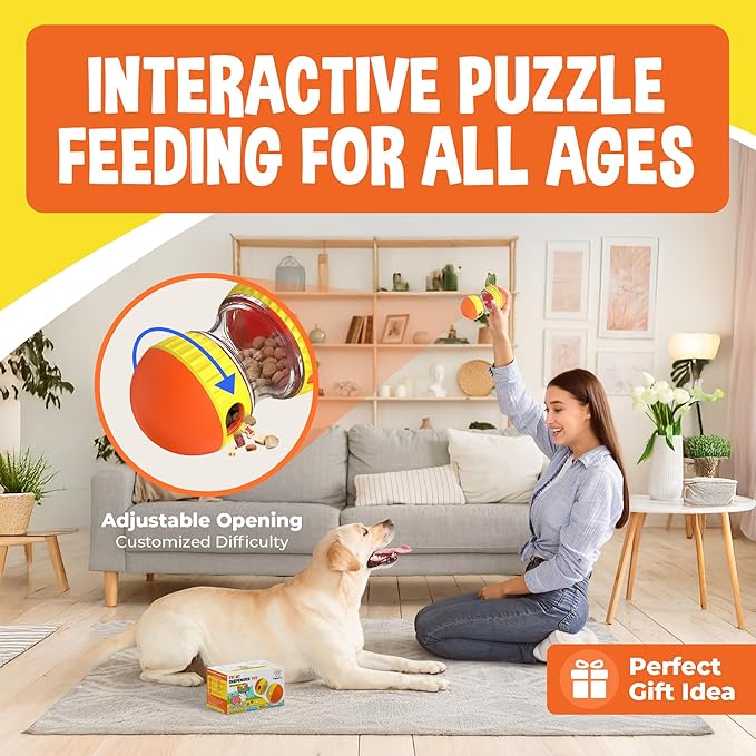 Dog Treat Dispenser Toy interactive- Treat puzzle toys for dogs mental stimulation-puzzle feeder dog & cognitive toys for dogs–Durable Treat Dispensing Dog Toys-Limited enrichment toys for dogs