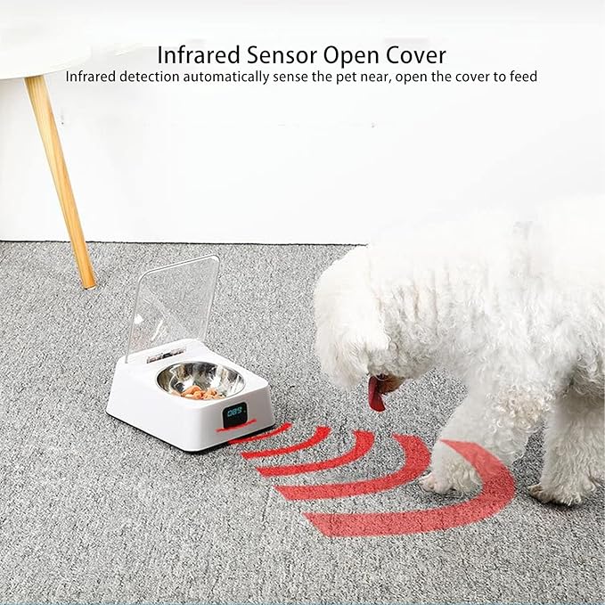 Auto Pet Feeder Bowl, Smart Cat Feeder, Pet Dry Food Dispenser Pet Smart Feeder, 0.5 to 1M Sensing Distance Automatic Watering Bowl Automatic Dog Water Bowl Dispenser for Small Medium Pet
