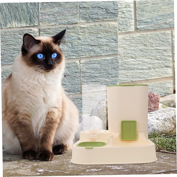 GANAZONO Automatic Water Dispenser for Cats Dogs Dual Bowl Design Detachable Fresh Food Water Easy Maintenance