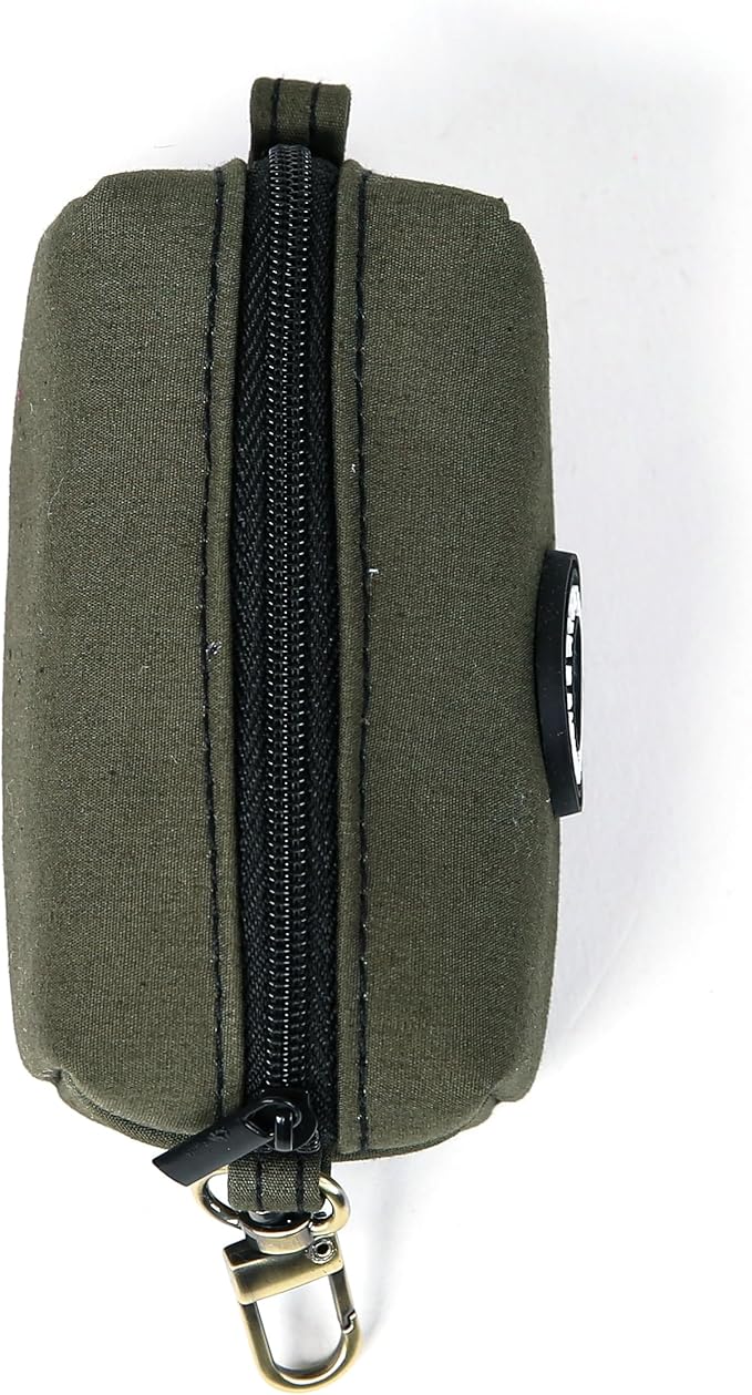 Organic Cotton Dog Poop Bag Holder for Leash Brass Hardware Waste Bag Dispenser Pet Waste Management Solution