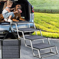 Dog Ramp for Car, Extra Wide Dog Car Stair for Large Dogs, Pet Steps Lightweight Aluminum Foldable Dog Steps for Cars and SUV,High Beds, Trucks, Supports up to 200 lbs (Extra Wide-4 Steps with Rug)