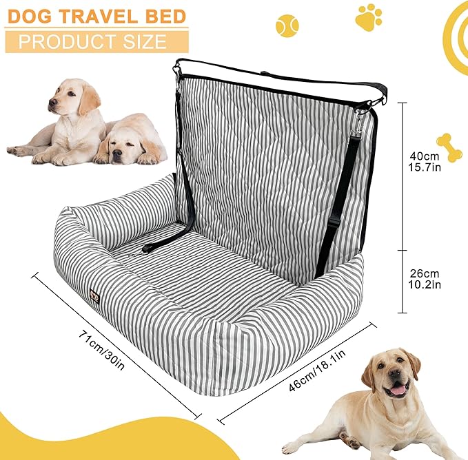 Dog Car Seat for Small and Medium Dogs, Booster Seat Sofa Pet Bed, Portable Car Travel Carrier Bed