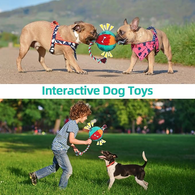 QDAN Dog Soccer Ball for Dogs, Durable Outdoor Dog Toys, Plush Dog Balls, Pet Rope Birthday Toys for Small to Large (Skull)