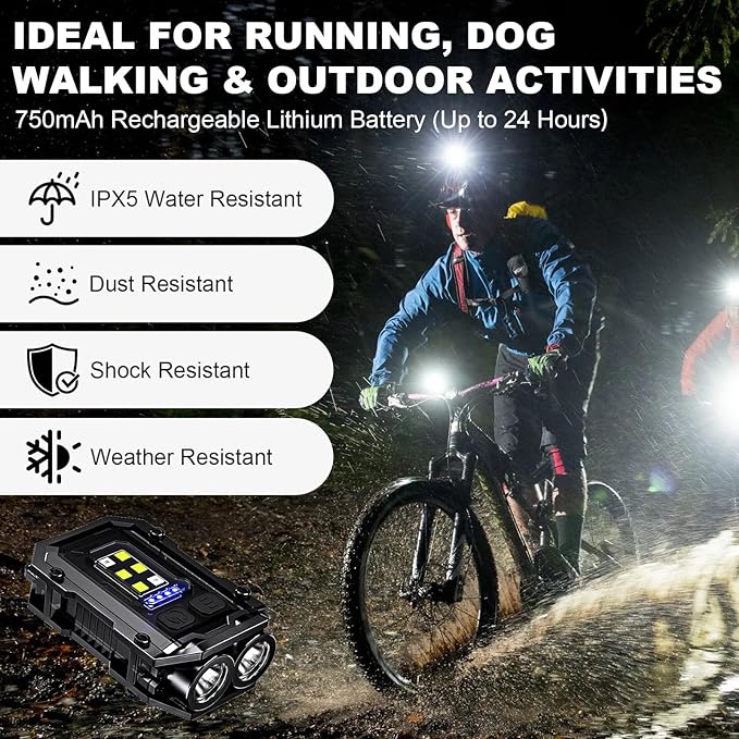 Clip on Flashlight, 8 Modes Running Light for Runners Rechargeable Safety Lights Portable COB Flashlight for Night Working, Running, Camping, Fishing, Hiking, Dog, Gift