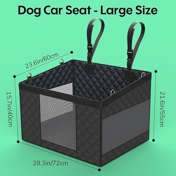 Dog Car Seat for Large Medium Dogs - Waterproof Non-Slip Pet Carseat for Medium Sized - Dog Hammock for Car SUV Truck - Hard Bottom Back Seat Extender for Dogs
