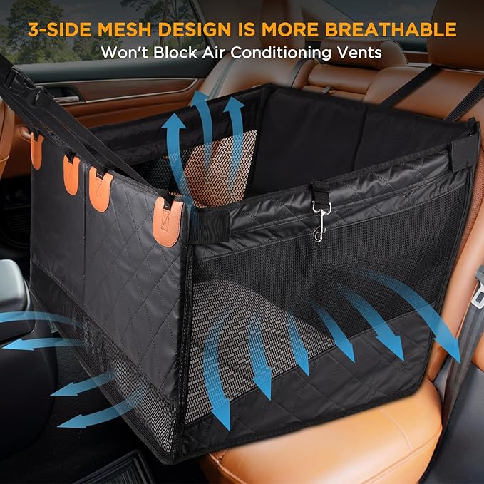 Back Seat Extender for Dogs,Hard Bottom Dog Car Seat Cover for Back Seat Holds 400lbs,Waterproof Anti-Scratch PU Leather Backseat Extender for Dogs,Dog Hammock for Car SUV Truck
