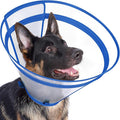 Dog Cone to Stop Licking, Clear Recovery Collar with Detachable Zipper, Sturdy Elizabethan Collar for Large Medium Small Dogs, Soft Adjustable Cone After Surgery Patented, Blue L
