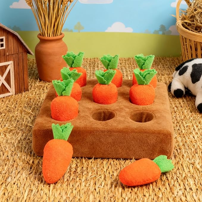 Cat Snuffle Mat, Carrot Snuffle Mat for Dogs, Dogs Plush Puzzle Toys, Plush Carrot Puppy Feeding Game, for Small Medium Large Senior Kitten Enrichment Boredom Relief Feeding