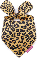 LunaMarie - Luxury Pet Birthday Bandanas -Premium & Silky Poly Fabric | 100% Handmade | Custom Shape Dual Layered (Leopard, X-Small)