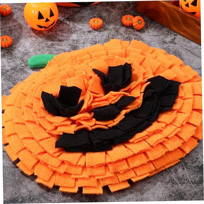 Snuffle Mat for Dogs Pumpkin Shaped Enrichment for Mental Stimulation Soft Polar Fleece Material Compact for All Breeds Safe and Comfortable