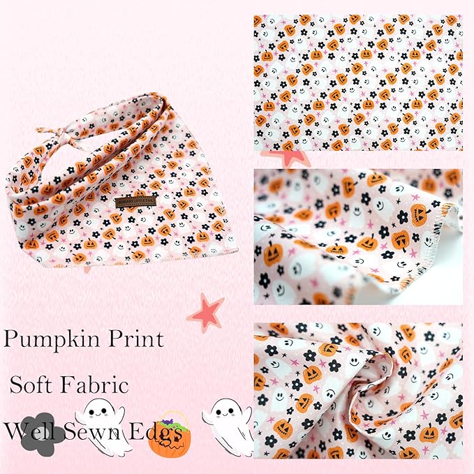 Elegant Little Tail Bandana - Fall & Halloween Dog Scarf, Adjustable Bibs for Boys & Girls, Kerchief for Small & Large Dogs